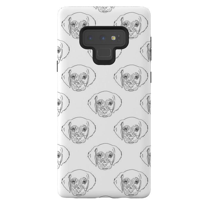 Galaxy Note 9 StrongFit Cute Gray Puppy Dog Hand Drawn Strokes Pattern by InovArts