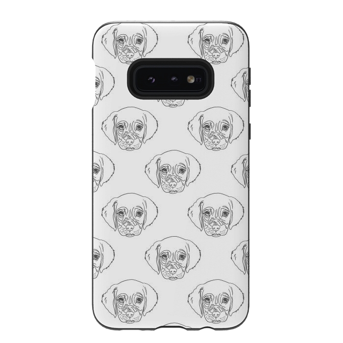 Galaxy S10e StrongFit Cute Gray Puppy Dog Hand Drawn Strokes Pattern by InovArts