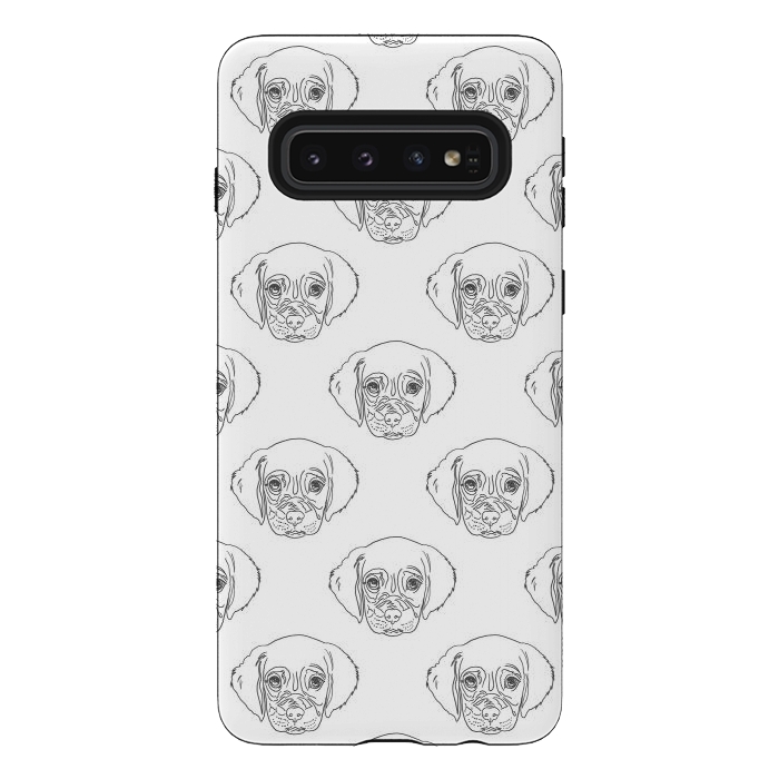 Galaxy S10 StrongFit Cute Gray Puppy Dog Hand Drawn Strokes Pattern by InovArts