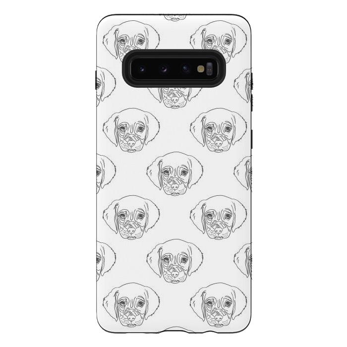 Galaxy S10 plus StrongFit Cute Gray Puppy Dog Hand Drawn Strokes Pattern by InovArts