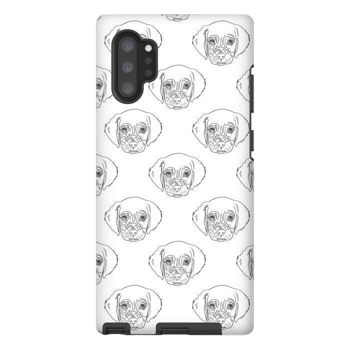 Galaxy Note 10 plus StrongFit Cute Gray Puppy Dog Hand Drawn Strokes Pattern by InovArts