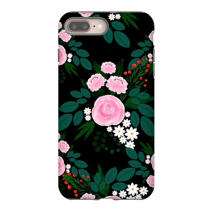 iPhone 7 plus StrongFit Elegant Pink and white Floral watercolor Paint  by InovArts