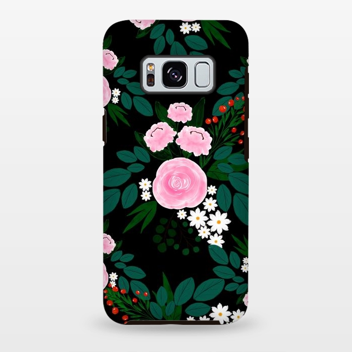 Galaxy S8 plus StrongFit Elegant Pink and white Floral watercolor Paint  by InovArts