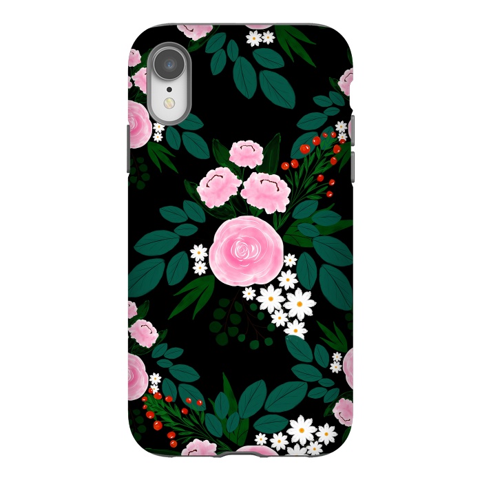 iPhone Xr StrongFit Elegant Pink and white Floral watercolor Paint  by InovArts