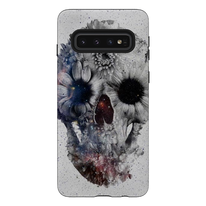 Galaxy S10 StrongFit Floral Skull 2 by Ali Gulec