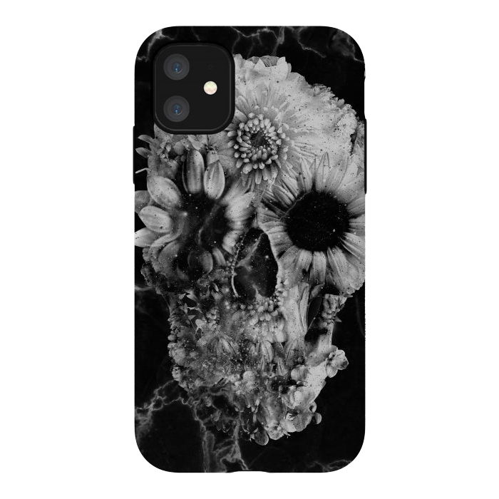 iPhone 11 StrongFit Floral Skull Marble by Ali Gulec