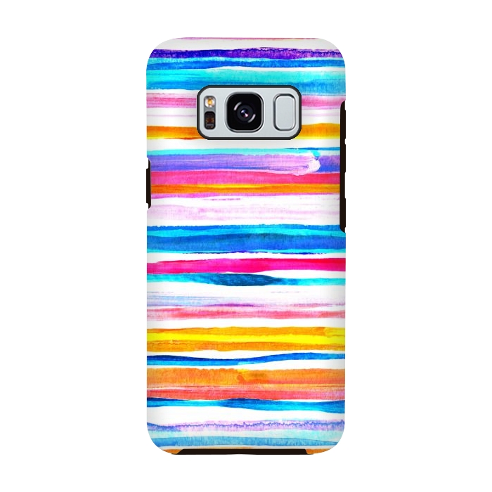 Galaxy S8 StrongFit Bright Hand Painted Gouache Beach Chair Stripes by Micklyn Le Feuvre