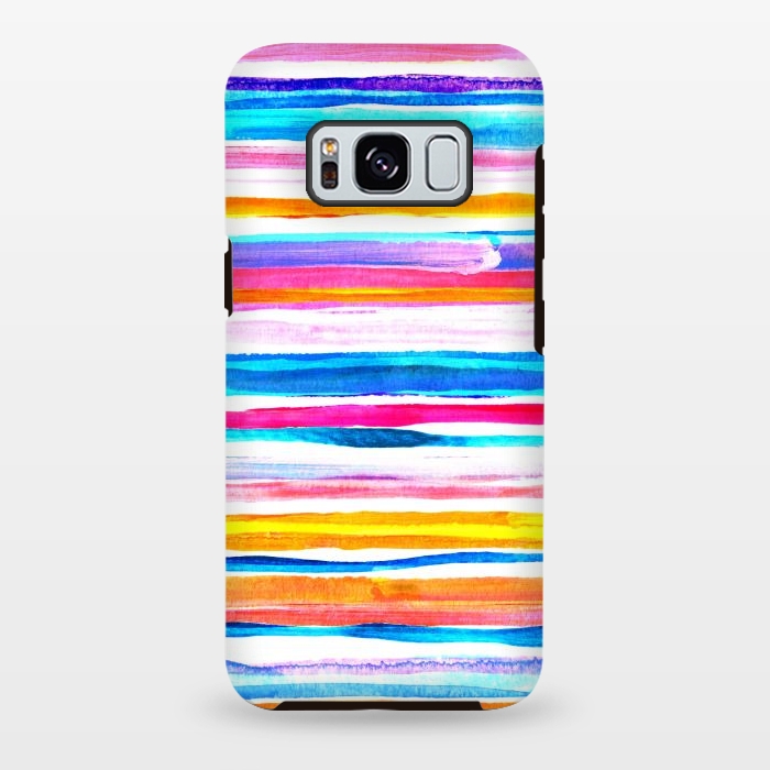 Galaxy S8 plus StrongFit Bright Hand Painted Gouache Beach Chair Stripes by Micklyn Le Feuvre