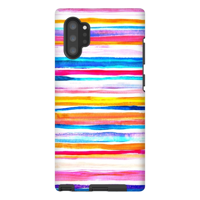 Galaxy Note 10 plus StrongFit Bright Hand Painted Gouache Beach Chair Stripes by Micklyn Le Feuvre