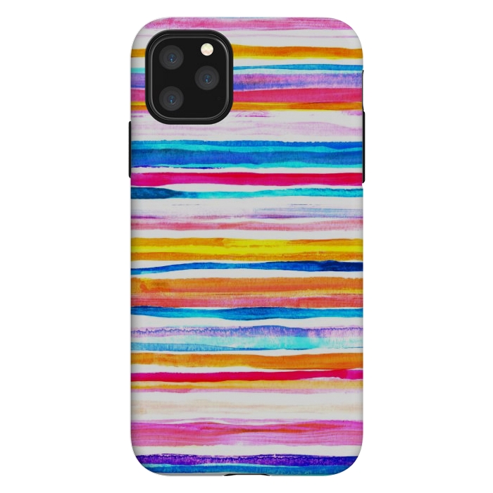 iPhone 11 Pro Max StrongFit Bright Hand Painted Gouache Beach Chair Stripes by Micklyn Le Feuvre