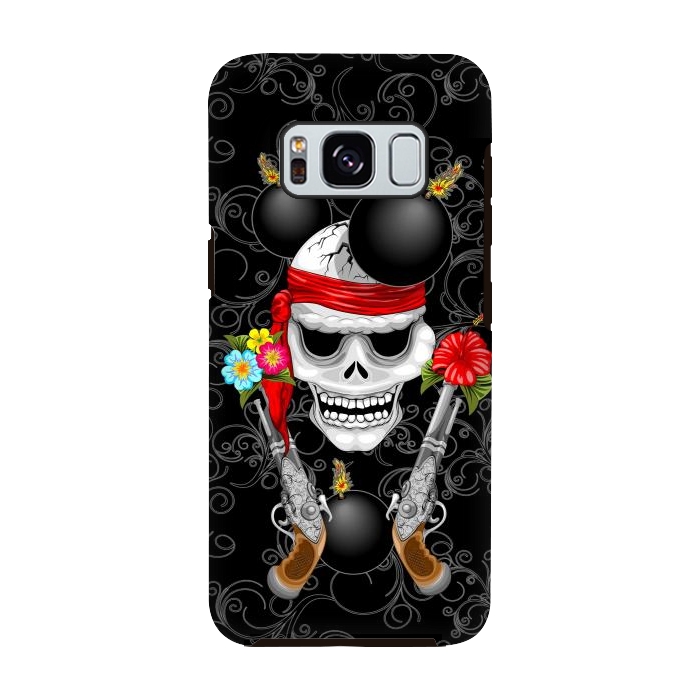 Galaxy S8 StrongFit Pirate Skull, Ancient Guns, Flowers and Cannonballs by BluedarkArt