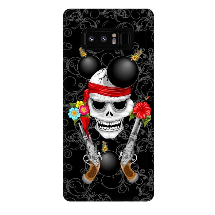 Galaxy Note 8 StrongFit Pirate Skull, Ancient Guns, Flowers and Cannonballs by BluedarkArt