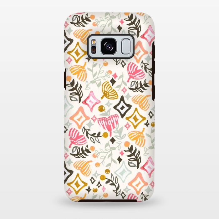 Galaxy S8 plus StrongFit Autumn Abstract Ginkgo & Berry Pattern  by Tigatiga