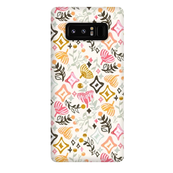 Galaxy Note 8 StrongFit Autumn Abstract Ginkgo & Berry Pattern  by Tigatiga