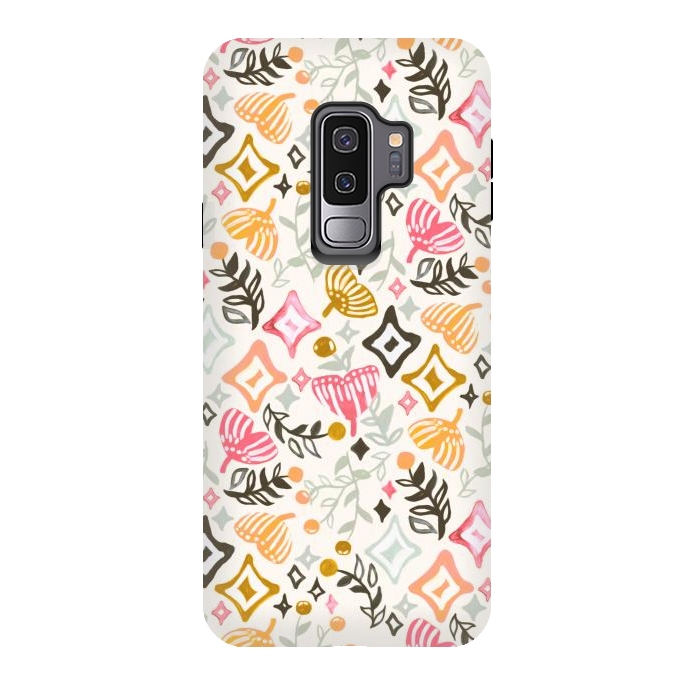 Galaxy S9 plus StrongFit Autumn Abstract Ginkgo & Berry Pattern  by Tigatiga