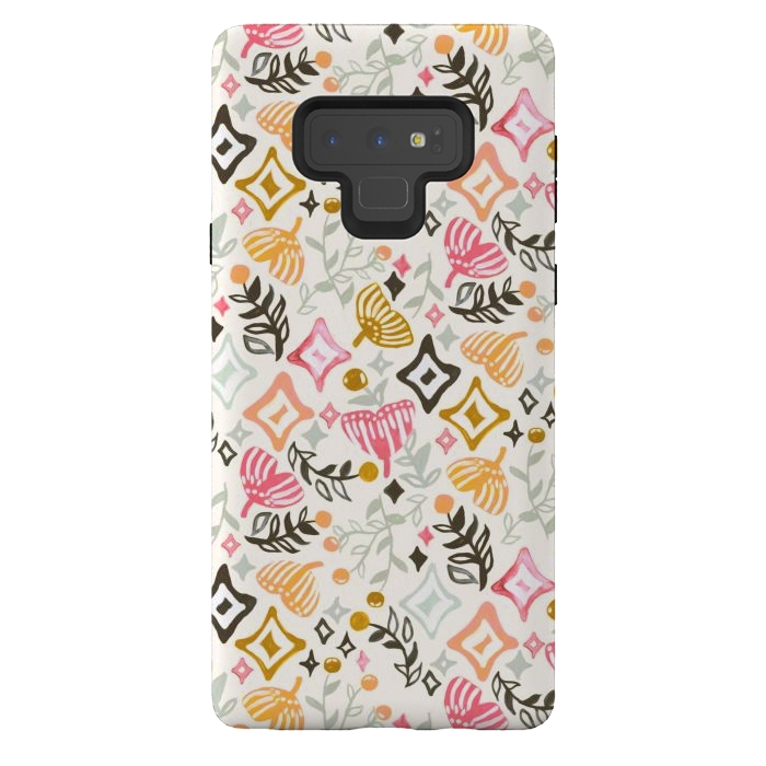 Galaxy Note 9 StrongFit Autumn Abstract Ginkgo & Berry Pattern  by Tigatiga