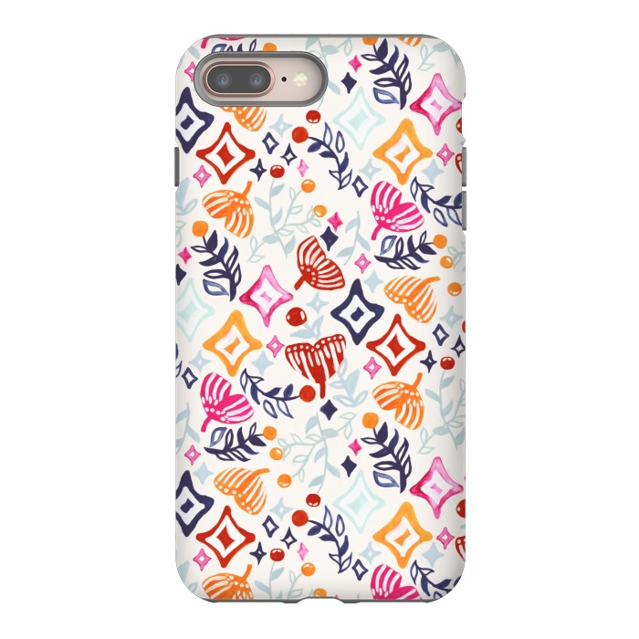 iPhone 7 plus StrongFit Christmas Abstract Ginkgo & Berry Pattern  by Tigatiga