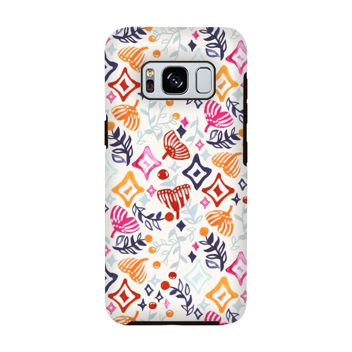 Galaxy S8 StrongFit Christmas Abstract Ginkgo & Berry Pattern  by Tigatiga
