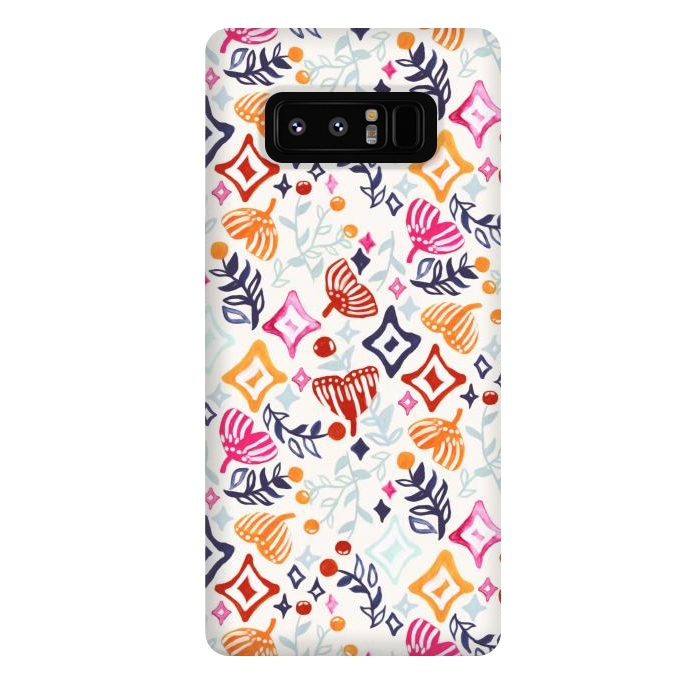 Galaxy Note 8 StrongFit Christmas Abstract Ginkgo & Berry Pattern  by Tigatiga