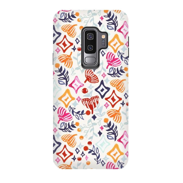 Galaxy S9 plus StrongFit Christmas Abstract Ginkgo & Berry Pattern  by Tigatiga