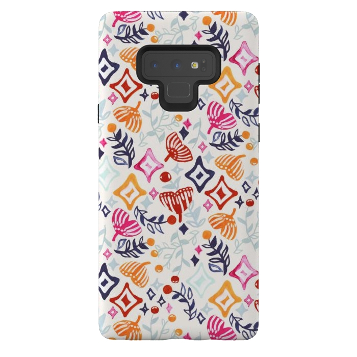 Galaxy Note 9 StrongFit Christmas Abstract Ginkgo & Berry Pattern  by Tigatiga