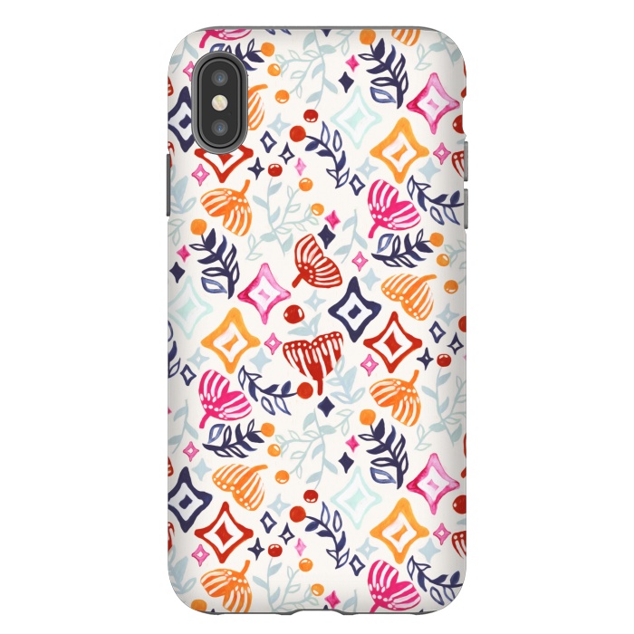 iPhone Xs Max StrongFit Christmas Abstract Ginkgo & Berry Pattern  by Tigatiga