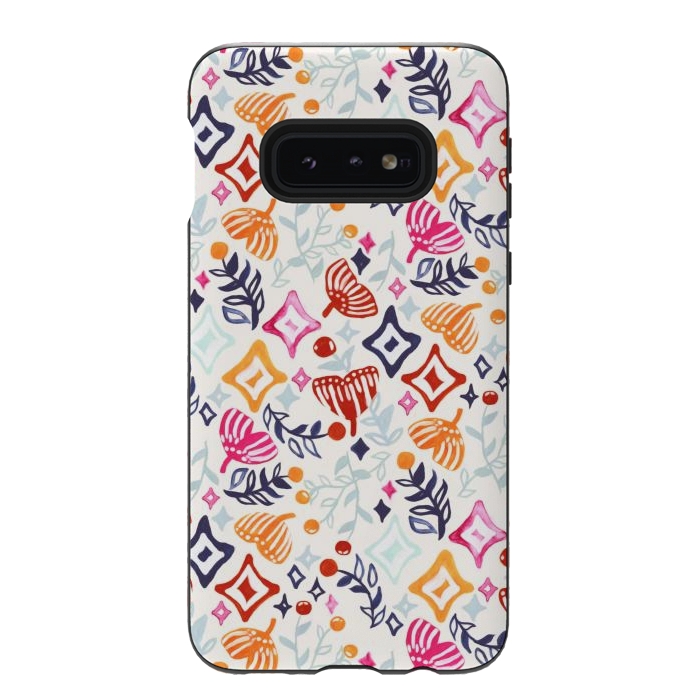 Galaxy S10e StrongFit Christmas Abstract Ginkgo & Berry Pattern  by Tigatiga