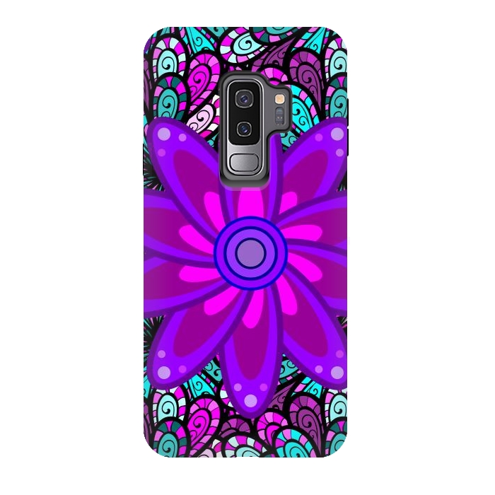 Galaxy S9 plus StrongFit Mandala in Purple and Aquamarine by ArtsCase