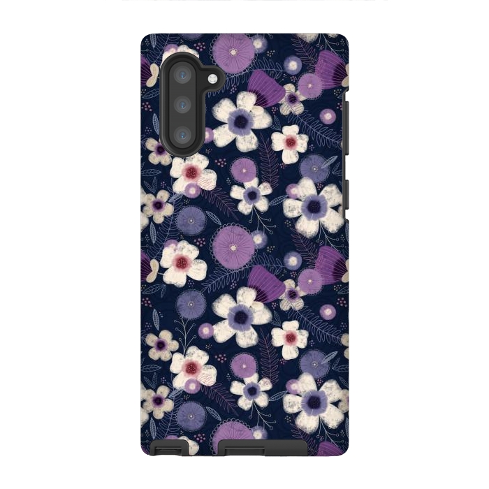 Galaxy Note 10 StrongFit Navy & Purple Floral by Noonday Design