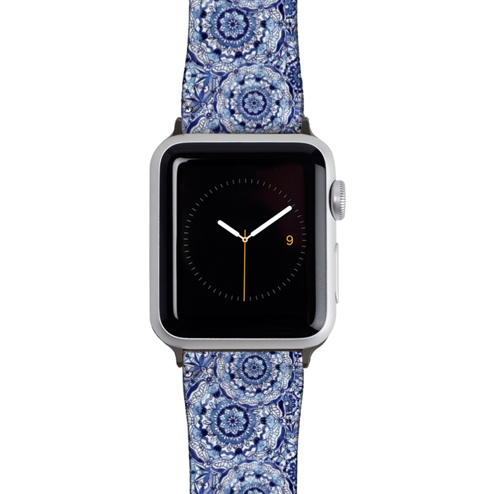 Watch 42mm / 44mm Strap PU leather Delft Blue Mandalas by Noonday Design