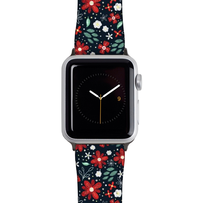 Watch 38mm / 40mm Strap PU leather Little Christmas Flowers by Noonday Design