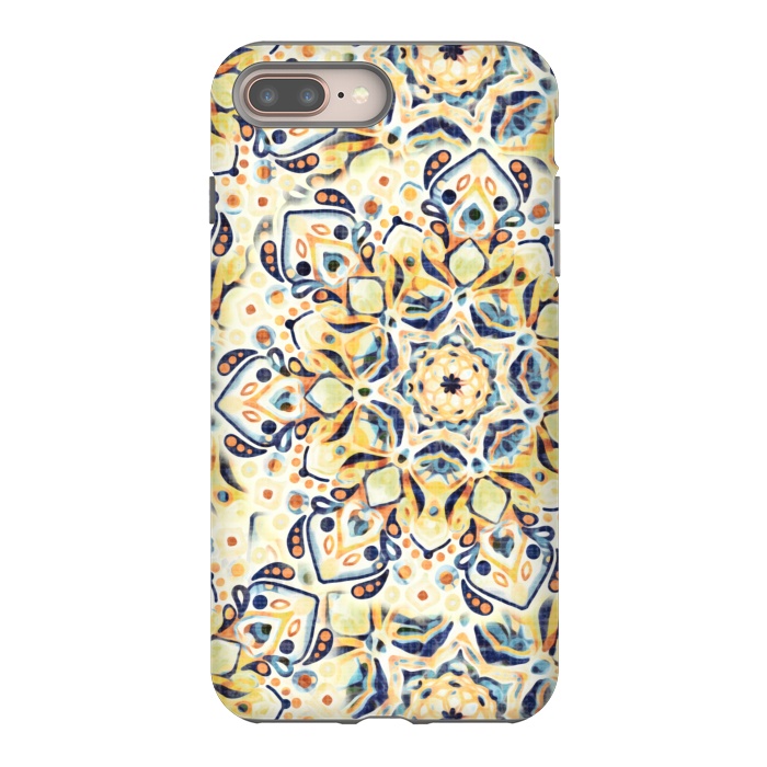 iPhone 7 plus StrongFit Stained Glass Mandala - Mustard Yellow & Navy  by Tigatiga