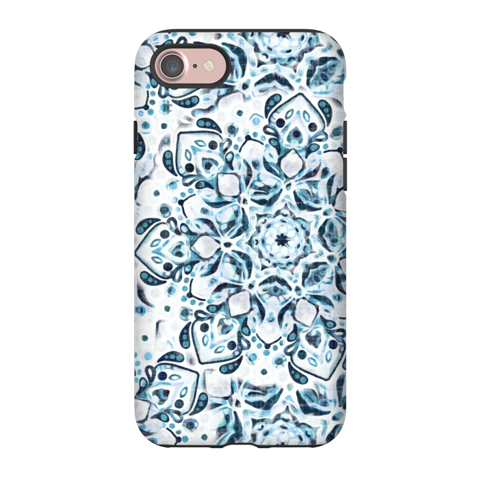 iPhone 7 StrongFit Stained Glass Mandala - Aqua Snowflake  by Tigatiga