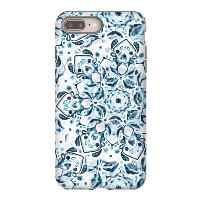 iPhone 7 plus StrongFit Stained Glass Mandala - Aqua Snowflake  by Tigatiga