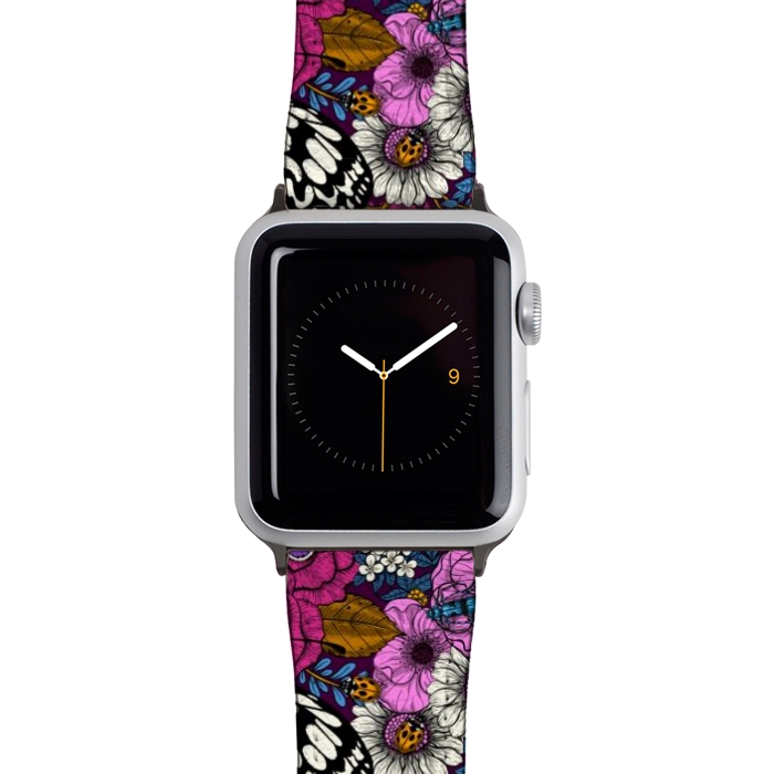 Watch 42mm / 44mm Strap PU leather A colorful garden II by Katerina Kirilova