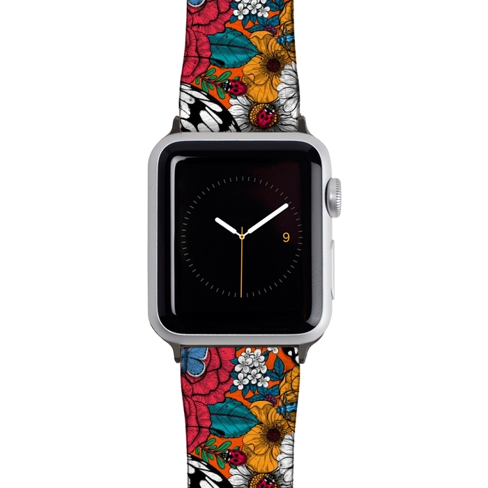 Watch 38mm / 40mm Strap PU leather A colorful garden by Katerina Kirilova