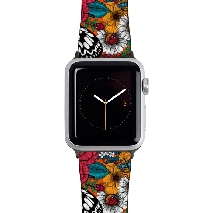 Watch 42mm / 44mm Strap PU leather A colorful garden by Katerina Kirilova