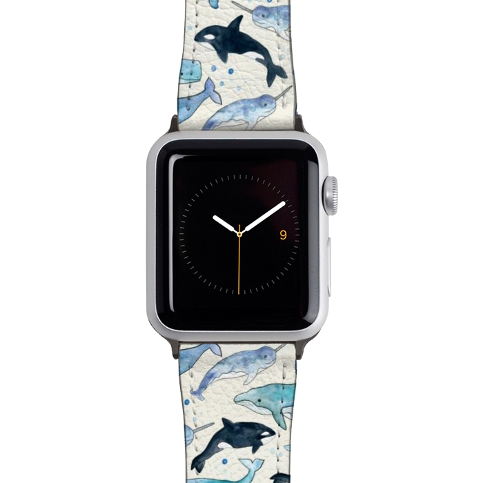 Watch 42mm / 44mm Strap PU leather Whales, Orcas & Narwhals by Tangerine-Tane