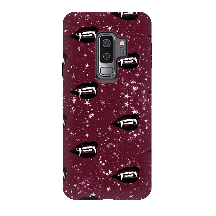 Galaxy S9 plus StrongFit Vampire lips Halloween pattern by Oana 