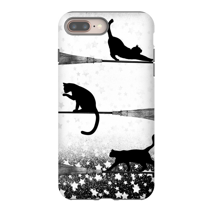 iPhone 7 plus StrongFit black cats flying on witch brooms by Oana 