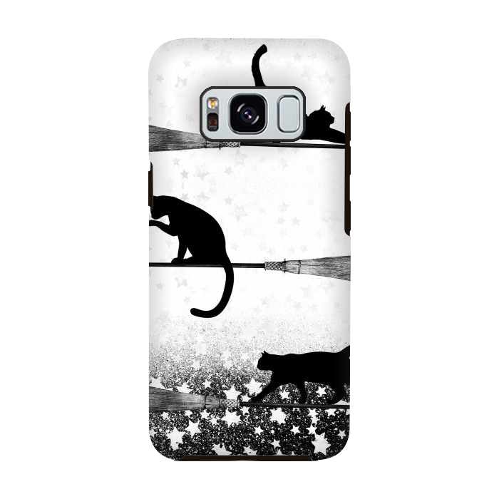 Galaxy S8 StrongFit black cats flying on witch brooms by Oana 