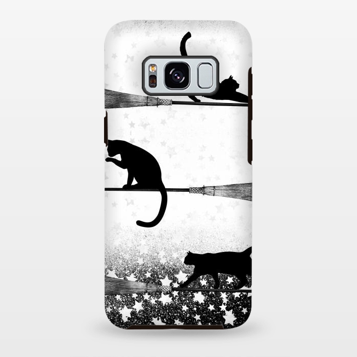 Galaxy S8 plus StrongFit black cats flying on witch brooms by Oana 