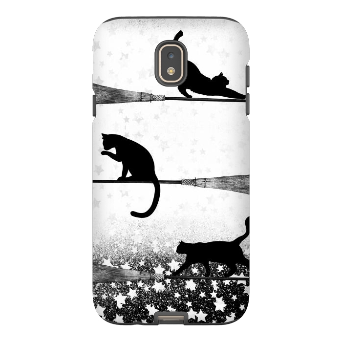Galaxy J7 StrongFit black cats flying on witch brooms by Oana 