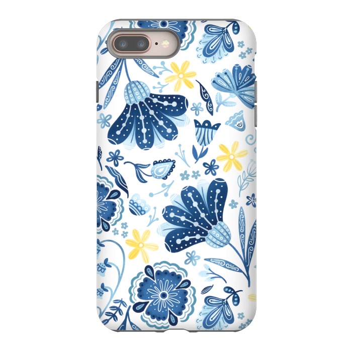iPhone 7 plus StrongFit Intricate Blue Floral by Noonday Design