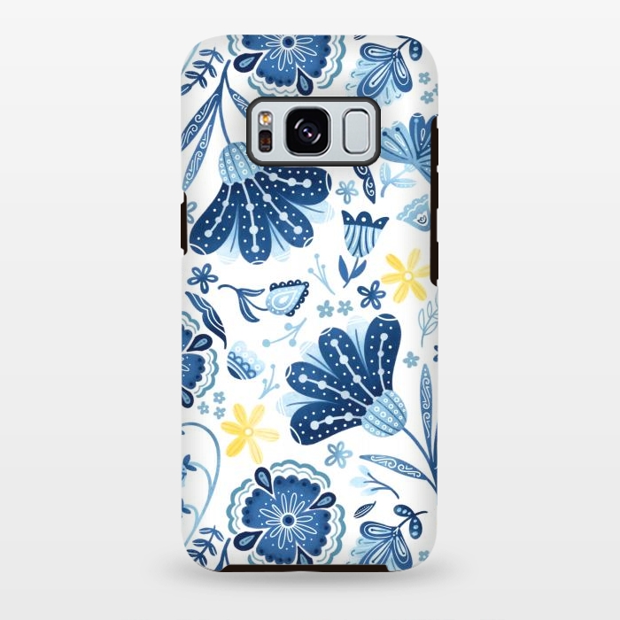 Galaxy S8 plus StrongFit Intricate Blue Floral by Noonday Design