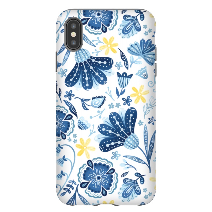 iPhone Xs Max StrongFit Intricate Blue Floral by Noonday Design