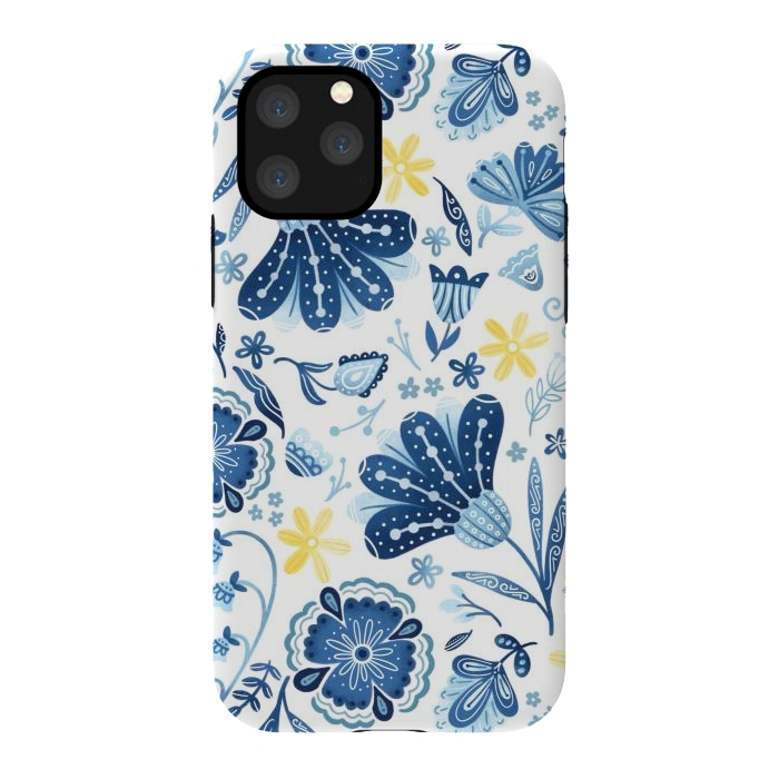 iPhone 11 Pro StrongFit Intricate Blue Floral by Noonday Design