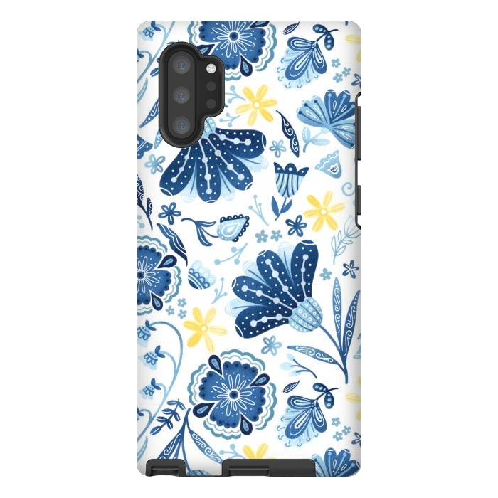 Galaxy Note 10 plus StrongFit Intricate Blue Floral by Noonday Design
