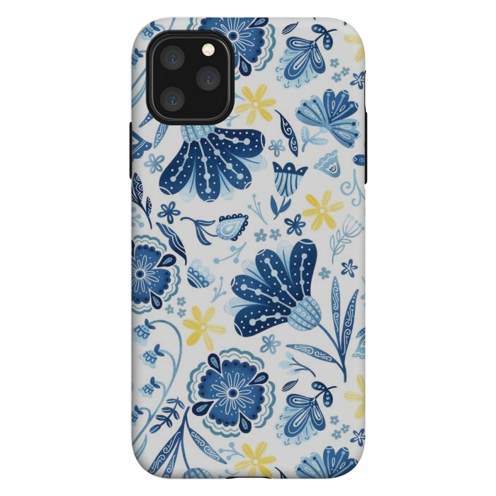 iPhone 11 Pro Max StrongFit Intricate Blue Floral by Noonday Design
