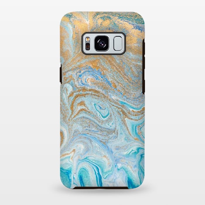 Galaxy S8 plus StrongFit Blue Marbling Artwork by ArtsCase